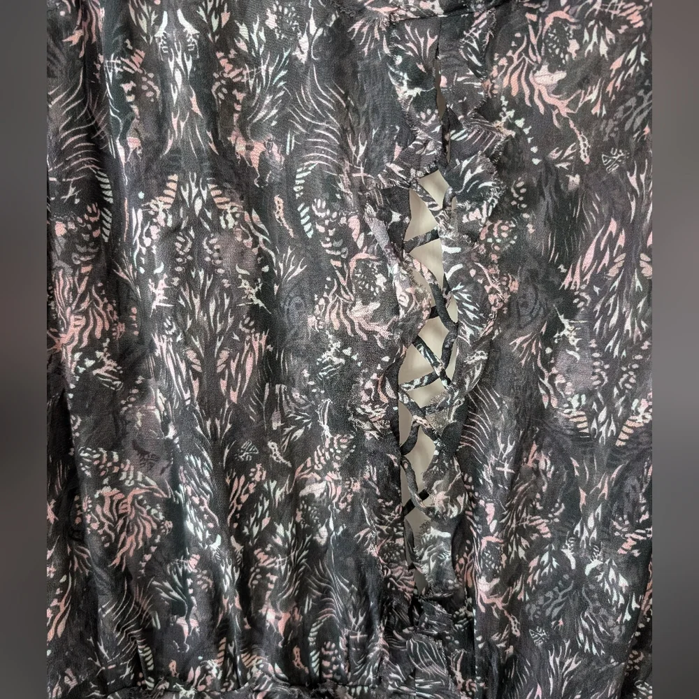 IRO Darling Long Sleeve Open‎ Back Printed Mini Dress Size 38 (6)